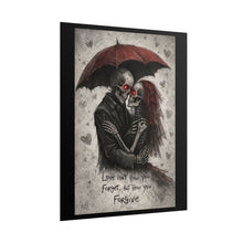Load image into Gallery viewer, Gothic Skeleton Lovers Poster — "Love Isn't How You Forget, But How You Forgive" Rolled Art Print
