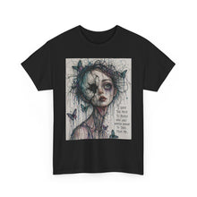 Load image into Gallery viewer, Gothic Butterfly Portrait Tee — "I Gave Too Much to Please" Art Shirt
