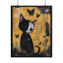 Load image into Gallery viewer, Chase the Light Even When You Feel Like You’re Made of Darkness – Inspirational Black Cat Wall Art

