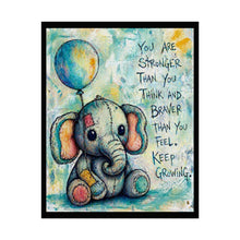 Load image into Gallery viewer, Inspirational Baby Elephant Poster — "You Are Stronger Than You Think" Nursery Wall Art (Rolled Poster)
