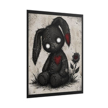 Load image into Gallery viewer, Rolled Poster — Gothic Cute Stitched Bunny with Heart &amp; Rose Wall Art
