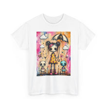 Load image into Gallery viewer, Cute Gothic Girl &amp; Aliens Tee — Rainy Umbrella Illustration T-Shirt
