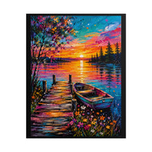 Load image into Gallery viewer, Vibrant Lake Sunset Poster - Colorful Wooden Dock Landscape Wall Decor
