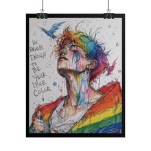 Load image into Gallery viewer, "Be Your True Color" Pride Art | Fine Line Sketch Rainbow Flag Poster
