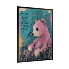 Load image into Gallery viewer, Rolled Poster — 'You Are Light' Pink Bear Inspirational Wall Art
