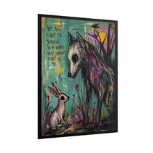 Load image into Gallery viewer, Rolled Poster — 'We All Fight to Survive' Wolf &amp; Rabbit Art Print
