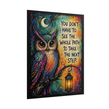 Load image into Gallery viewer, "Take the Next Step" Owl Motivational Poster – Whimsical Animal Quote Wall Art Print
