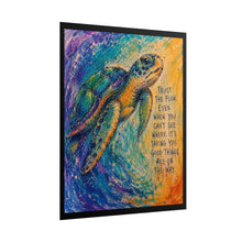 Load image into Gallery viewer, Motivational Sea Turtle Art Print, Vibrant Detail Hand-Drawn Style, Faith and Good Things Ocean Decor Canvas
