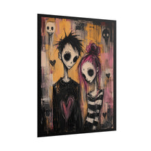 Load image into Gallery viewer, Gothic Emo Couple Art Poster – Spooky Cute Pink Hair &amp; Stripes Wall Art
