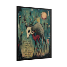 Load image into Gallery viewer, Rolled Poster — Whimsical Deer &amp; Fawn Art Print with Inspiring Quote
