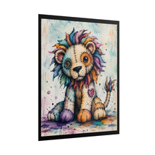 Load image into Gallery viewer, Whimsical Patchwork Lion Art Print – Cute Colorful Rainbow Mane Poster
