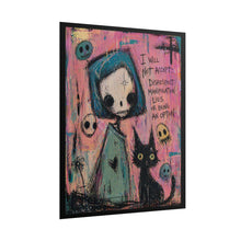 Load image into Gallery viewer, Skull Girl &amp; Black Cat Poster – "I Will Not Accept" Inspirational Art Print
