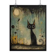 Load image into Gallery viewer, Cat Moon Poster — Whimsical Nighttime Art Print (Rolled Poster)
