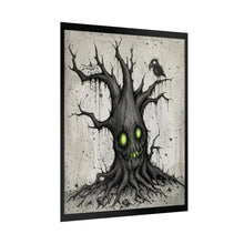 Load image into Gallery viewer, Haunted Tree Poster — Spooky Green-Eyed Tree Art Print
