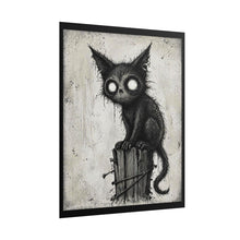 Load image into Gallery viewer, Creepy Black Cat Poster — Gothic Horror Rolled Art Print
