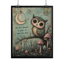 Load image into Gallery viewer, Owl Wall Poster — "You Are Allowed to Grow at Your Own Pace" Inspirational Nursery Art
