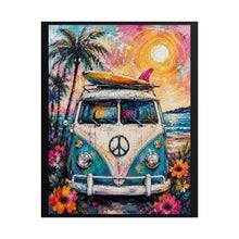Load image into Gallery viewer, Vibrant Retro Surf Van Sunset Poster - Tropical Beach Coastal Wall Decor

