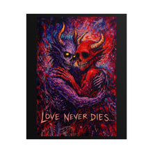 Load image into Gallery viewer, Rolled Poster — 'Love Never Dies' Gothic Demon Embrace Art Print
