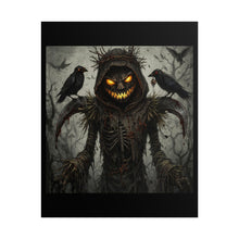 Load image into Gallery viewer, Halloween Scarecrow Poster — Jack-O’-Lantern Scarecrow with Crows Rolled Art Print
