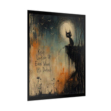 Load image into Gallery viewer, Rolled Poster — "Keep Looking Up Even When It's Darkest" Gothic Cat Art Print
