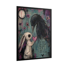 Load image into Gallery viewer, Poster — Cute Gothic Bunny &amp; Crow Art Print with 'In Loving You...' Quote
