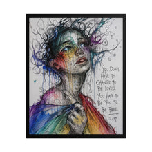 Load image into Gallery viewer, "Be You To Be Free" Pride Wall Art | Upward Facing Portrait Sketch Poster
