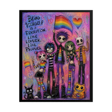 Load image into Gallery viewer, LGBTQ+ Alternative Pride Poster, Spooky Cute Rainbow Flag Character Canvas Art, Edgy Gothic Room Accent
