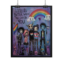 Load image into Gallery viewer, Dark Fantasy Emo Pride Art Print - "Life Is Better When You Can Be You"
