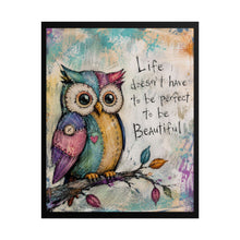 Load image into Gallery viewer, "Life Doesn't Have to Be Perfect to Be Beautiful" – Whimsical Bird Canvas Poster – Positive Quote Decor
