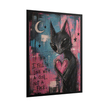Load image into Gallery viewer, Rolled Poster — Whimsical Black Cat ‘I Fell in Love With a Soul, Not a Face’ Art Print

