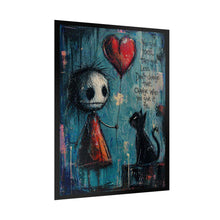 Load image into Gallery viewer, Rolled Poster — Whimsical Girl &amp; Cat Heart Balloon Art Print with Quote (‘You give 100%…’)
