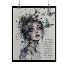 Load image into Gallery viewer, Sad Girl Butterfly Art Poster with Quote — Inspirational Rolled Poster
