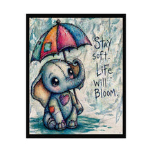 Load image into Gallery viewer, Elephant Art Poster – "Stay Soft, Life Will Bloom" Cute Nursery Wall Decor
