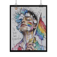 Load image into Gallery viewer, "Be Your Own Revolution" Pride Wall Art | Fine Line Sketch Flag Poster
