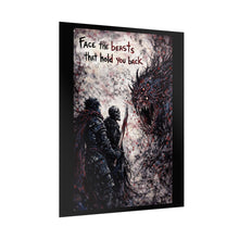 Load image into Gallery viewer, Rolled Poster — "Face the Beasts That Hold You Back" Dark Fantasy Wall Art
