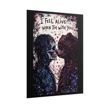 Load image into Gallery viewer, Rolled Poster – “I Feel Alive When I’m With You” Romantic Skeleton &amp; Bear Art Print
