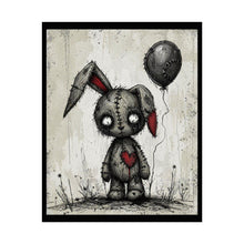 Load image into Gallery viewer, Creepy Cute Stitched Bunny Poster – Goth Rabbit Art Print (Rolled Poster)
