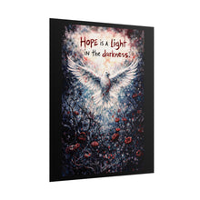 Load image into Gallery viewer, Rolled Poster — "Hope is a Light in the Darkness" Dove Art Print (Inspirational, Spiritual Wall Decor)
