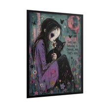 Load image into Gallery viewer, Rolled Poster - "Some Days Surviving Is Enough" Goth Art Print (Melancholic Girl &amp; Cat)
