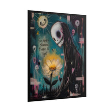 Load image into Gallery viewer, Rolled Poster — Gothic Cute Skull Art Print “For Every Shadow There Is Light”

