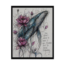 Load image into Gallery viewer, Whale &amp; Lotus Inspirational Art Poster — "You Don't Need to Have It All Figured Out" Rolled Wall Art
