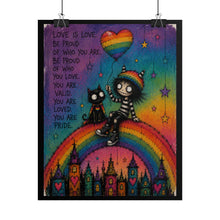 Load image into Gallery viewer, "Love Is Love You Are Valid" Print | Whimsical Character Heart Balloon Poster
