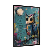 Load image into Gallery viewer, Owl Art Poster – "Life is Short" Inspirational Rolled Print
