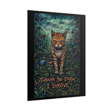 Load image into Gallery viewer, Survivor Lynx Poster — "Through the Storm I Survive" Inspirational Rolled Art Print
