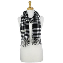 Load image into Gallery viewer, Plaid Cashmere Feel Scarf 12-pack Black/wht
