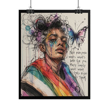 Load image into Gallery viewer, "Feels Right To Them" Pride Wall Art | Fine Line Sketch Butterfly Wing Poster
