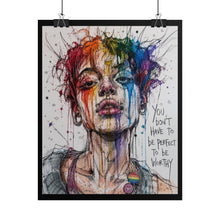Load image into Gallery viewer, "To Be Worthy" Pride Art | Ink Sketch Rainbow Watercolor Poster
