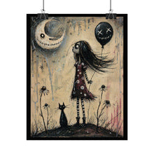 Load image into Gallery viewer, Rolled Poster — Gothic Girl Moon Balloon Art Print
