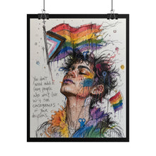 Load image into Gallery viewer, "Your Decisions" Pride Art | Fine Line Sketch Progress Flag Poster
