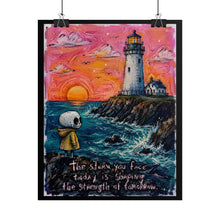 Load image into Gallery viewer, "The Storm You Face Today" Lighthouse Wall Art | Inspirational Skeleton Canvas Print
